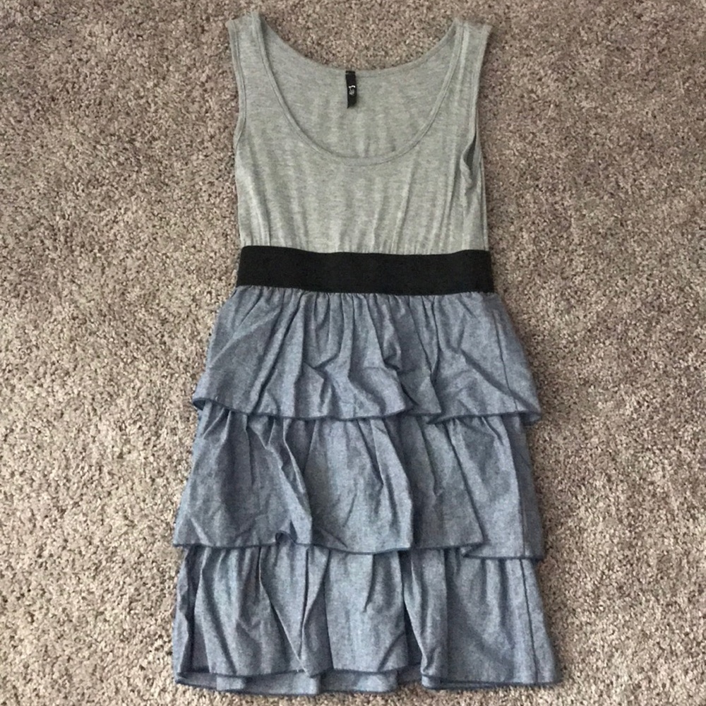 Jersey and chambray tank top mini dress